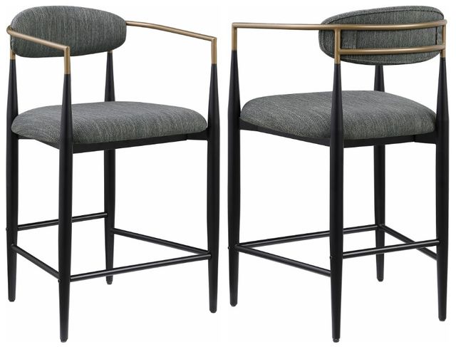 Coaster® Tina 2-Piece Black/Dark Gray Upholstered Counter Stool Set-0