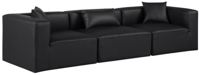 Meridian Furniture Cube 3-Piece Black Vegan Leather Modular Sofa-0