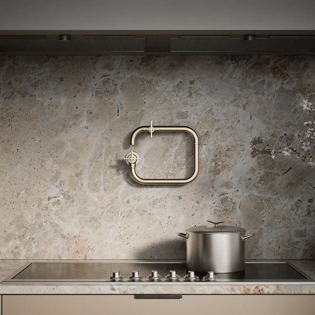 KOHLER® Billet® Vibrant Brushed Bronze Wall-Mount Pot Filler with Cross Handle-4