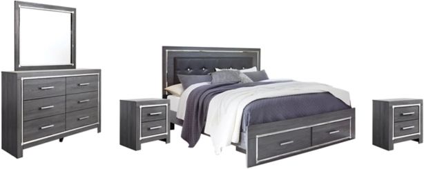 Signature Design by Ashley® Lodanna 5-Piece Gray King Panel Bed Set-0