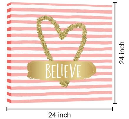Classy Living Piece Believe in Gold Heart Whimsy Wall Art-2