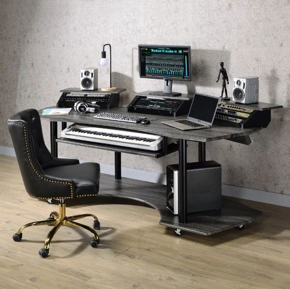 ACME Furniture Eleazar Black Oak 83" Music Studio Desk-1