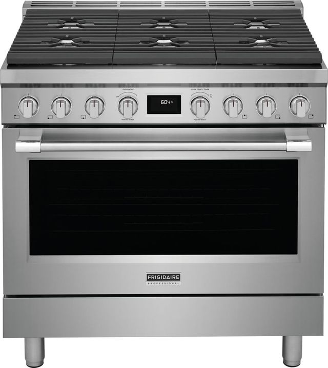Frigidaire Professional® 36'' Smudge-Proof® Stainless Steel Pro Style Dual Fuel Range