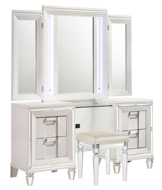 Elements International Twenty Nine 4-Piece White Dressing Set-0