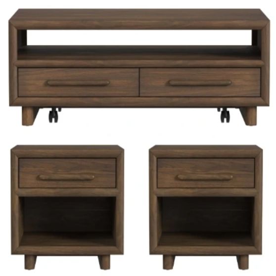 Elements International Brisbane 3-Piece Brown Rectangular Occasional Table Set-0