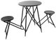 A & B Home Black Stowable Side Table and Two Seats-2