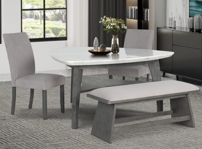 Global Furniture USA D8192 White Triangle Dining Table with Light Gray Base