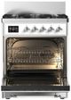 Ilve® Majestic III 30" White Pro Style Dual Fuel Liquid Propane Range with 5 Black Brass Burners and Chrome Trim-1