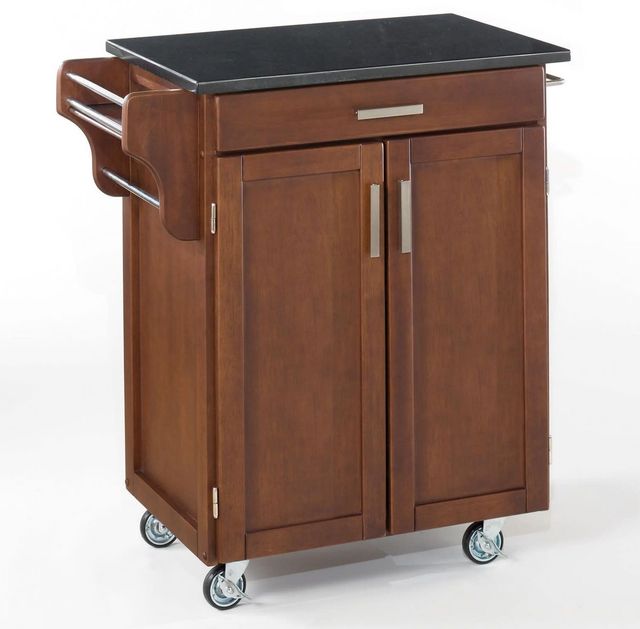 homestyles® Cuisine Cart Cherry/Black Granite Kitchen Cart-0