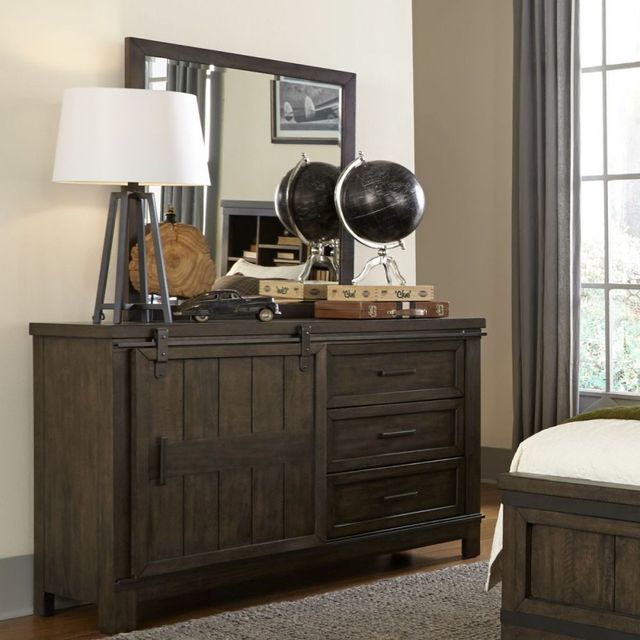Liberty Furniture Thornwood Hills Rock Beaten Brown Youth Dresser and Mirror-1