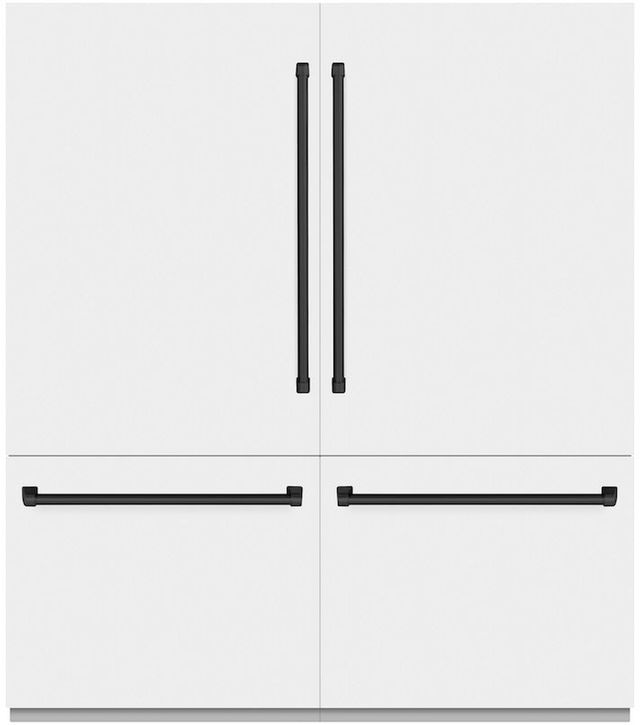 ZLINE Autograph Edition 72" 39.6 Cu. Ft. White Matte Built-In French Door Refrigerator with Water Dispensers, Ice Makers, and Matte Black Accents-0