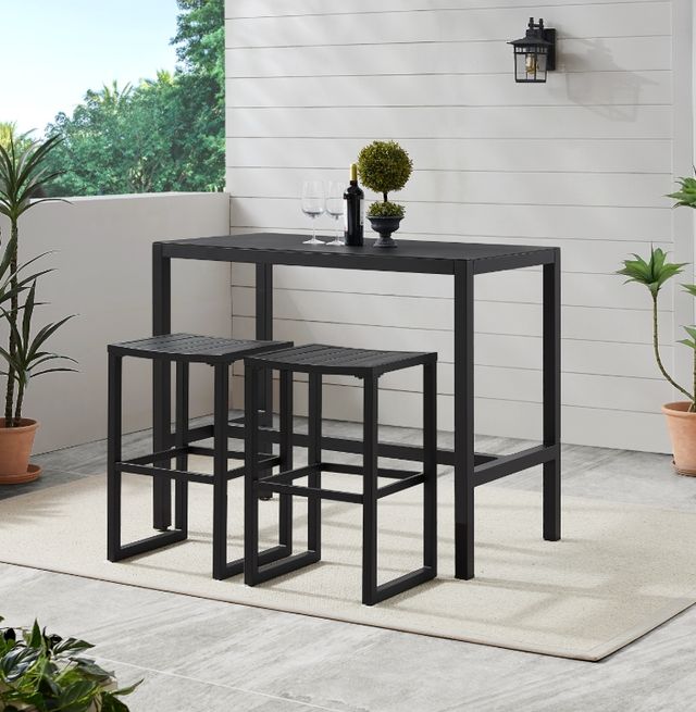 Linon Alora 3-Piece Black Aluminum Outdoor Tavern Set-1