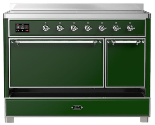 Ilve® Majestic III 48" Emerald Green Pro Style Induction Range with Solid Door and Chrome Trim-2