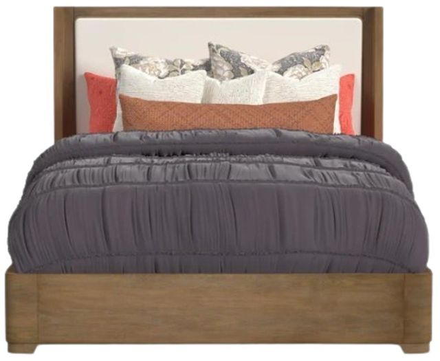 Flexsteel® Normandy Cream/Driftwood Queen Upholstered Panel Bed-1