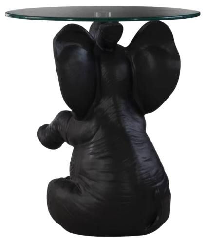 Powell® Ernie Glass Top Elephant Side Table with Dark Gray Base-1