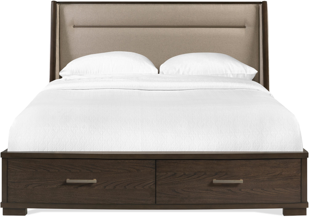 Riverside Furniture Monterey Queen Mink Upholstered Storage Bed-0