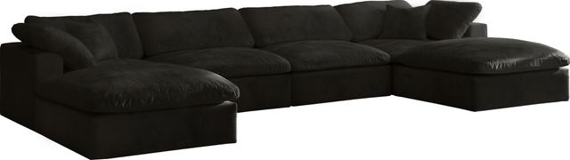 Meridian Furniture Cozy 6-Piece Black Velvet Cloud Modular Sectional-0