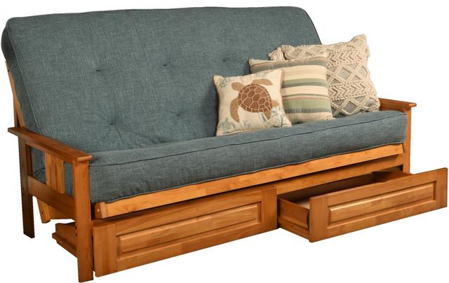 Kodiak Furniture Monterey Linen Aqua/Butternut Queen Storage Futon with Mattress-0