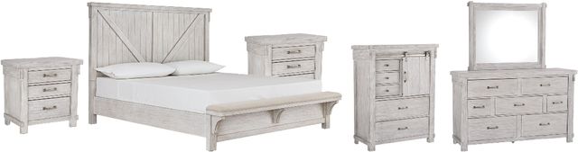 Signature Design by Ashley® Brashland 6-Piece White King Panel Bed Set-0