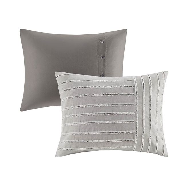 Olliix by Madison Park Signature Essence Gray Queen Cotton Jacquard Comforter Set-3
