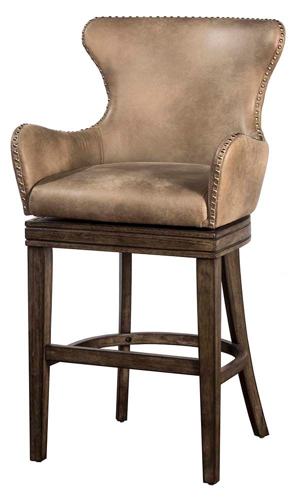 HH2 Home Caydena Taupe/Rustic Gray Swivel Return Memory Counter Stool-0