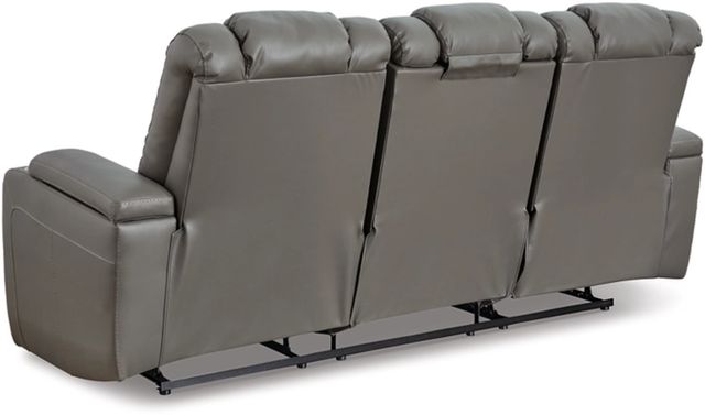 Signature Design by Ashley® Mancin Gray Reclining Sofa with Drop Down Table-4