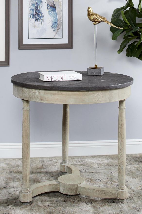 Deco Marche Gray Accent Table with Beige Base-3