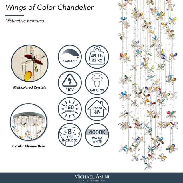Michael Amini® Wings of Color Chrome Chandelier-3
