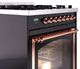 Ilve® Nostalgie II Noblesse 30" Glossy Black Pro Style Dual Fuel Range with Brass Trim-4