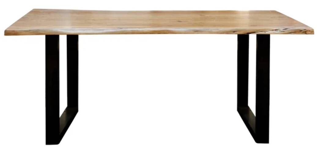 StyleCraft Brown Live Edge Dining Table with Black Base | Steeple ...