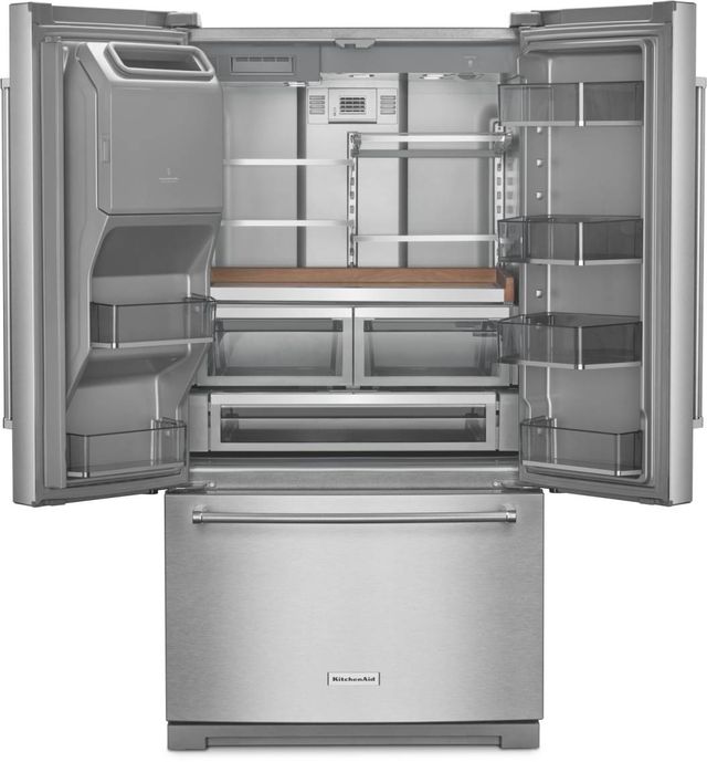 KitchenAid® 36 in. 27.0 Cu. Ft. Stainless Steel with PrintShield™ Finish French Door Refrigerator-1