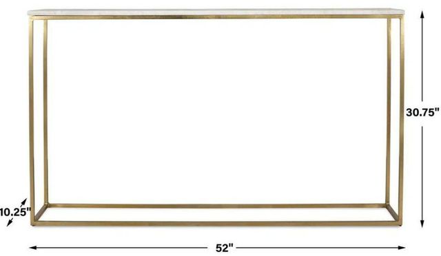 Uttermost® Redmond White Marble Top Console Table with Brass Frame-2