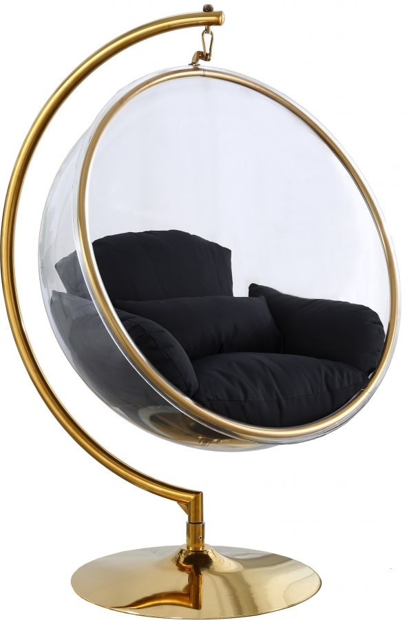 Meridian Furniture Luna Black/Gold Durable Fabric Acrylic Swing Chair-0
