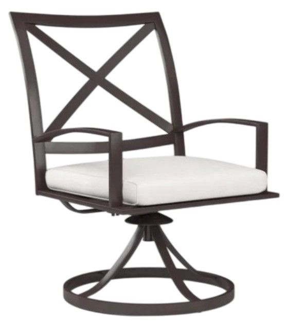 Sunset West La Jolla Espresso Aluminum Swivel Outdoor Dining Chair with Canvas Flax Cushion-0