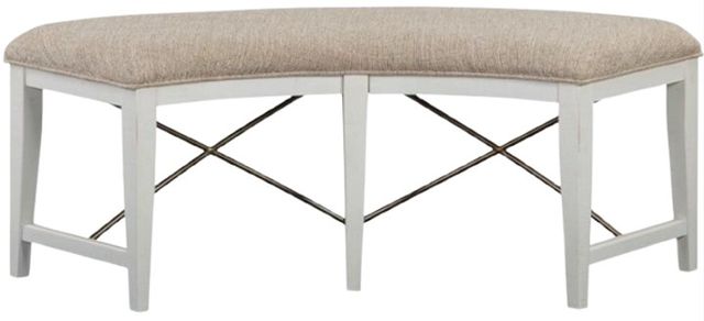 Magnussen Home® Heron Cove Baja Fog/Chalk White Upholstered Curved Bench-1