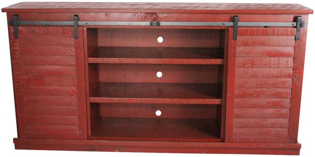 American Heartland Manufacturing Rustic Red Tall Provincial Shutter TV Stand-1