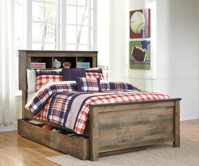 Signature Design by Ashley® Trinell Brown Full Bookcase Storage Bed-2