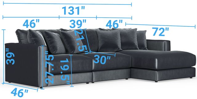 Jackson Furniture Remington 3-Piece Slate Right Arm Facing Sectional and Chaise-2