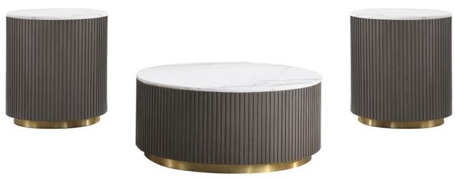 Coaster® Jason 3-Piece White Top Occasional Table with Charcoal/Gold Base Set-0
