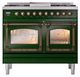 Ilve® Nostalgie II Noblesse 40'' Emerald Green Pro Style Dual Fuel Range with Burnished Trim-1