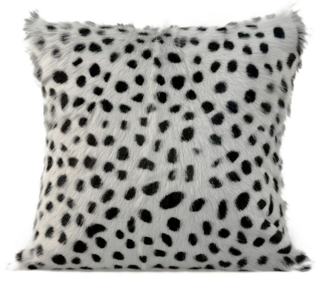 Moe's Home Collection Spotted Goat Light Grey Leopard Fur Pillow-0