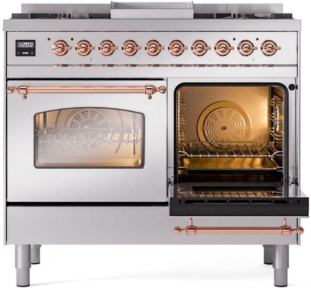 Ilve® Nostalgie II Series 40" Stainless Steel Pro Style Dual Fuel Range-3