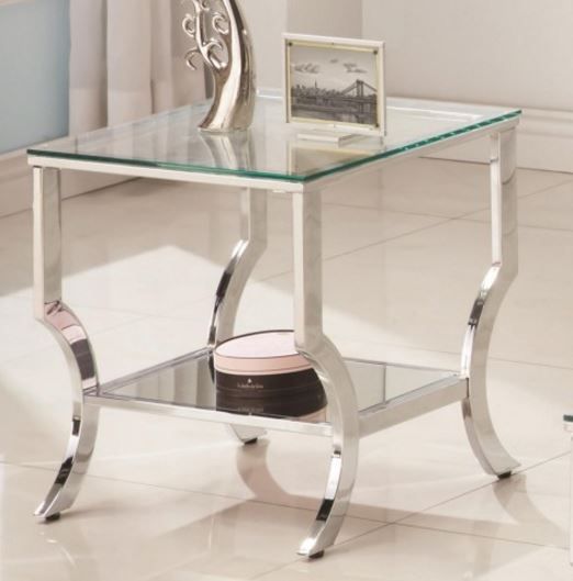 Coaster® Saide Glass Top Chrome Square End Table with Mirrored Shelf-1
