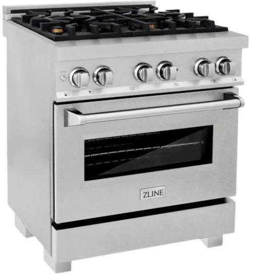 ZLINE Legacy 30" Satin Stainless Steel Pro Style Dual Fuel Range with Gas Cooktop, Electric Convection Oven and 4 Brass Burners-2