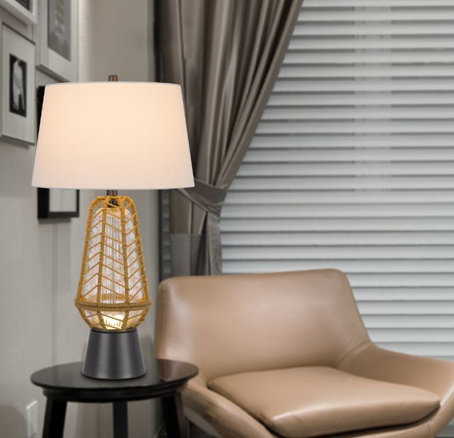Cal® Lighting & Accessories Hanko Charcoal Grey Table Lamp-2