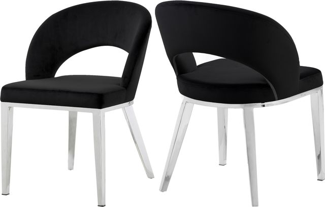 Meridian Furniture Roberto Black/Chrome Velvet Dining Chair-3
