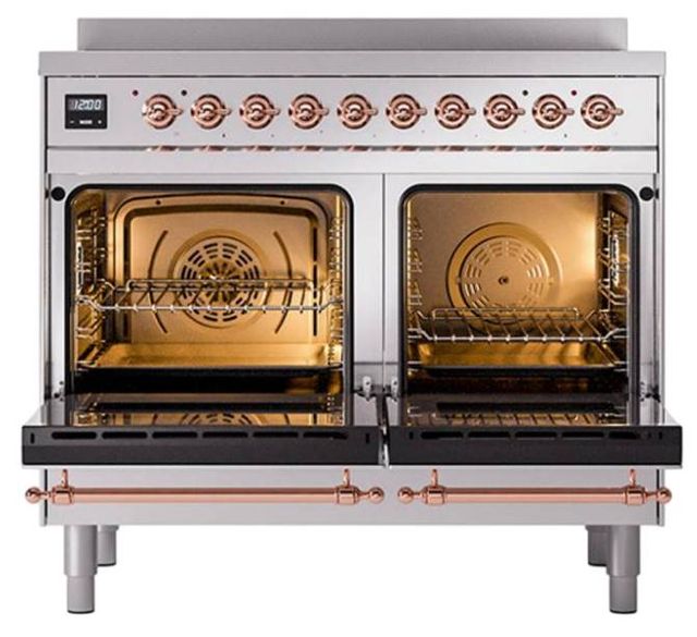 Ilve® Nostalgie II Noblesse 40'' Stainless Steel Pro Style Induction Range with Copper Trim-2