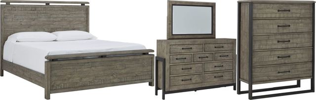 Signature Design by Ashley® Brennagan 4-Piece Gray California King Panel Bed Set-0