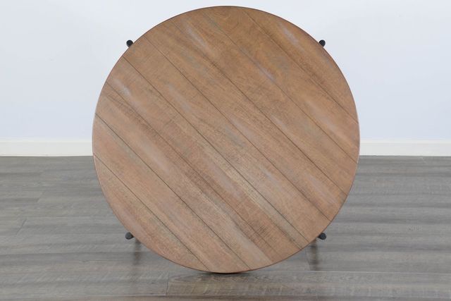 Sunny Designs™ Weathered Brown Round Coffee Table with Black Metal Base -6