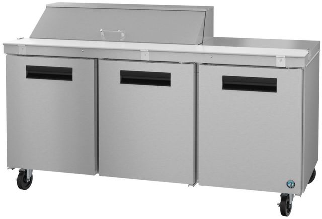 Hoshizaki Steelheart® 72" 18 Cu. Ft. Stainless Steel Three Section Refrigerator with Sandwich Prep Table-2